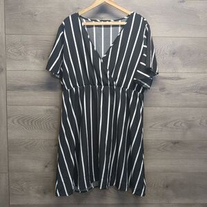 Knee Length Striped A-Line Dress Women's Plus Size 3X